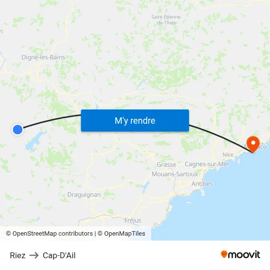 Riez to Cap-D'Ail map