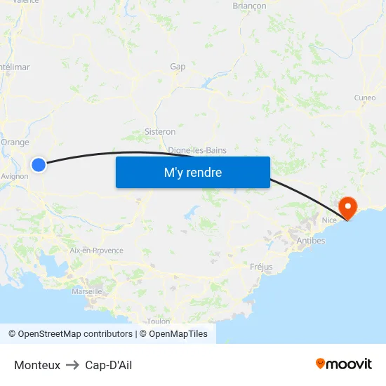 Monteux to Cap-D'Ail map