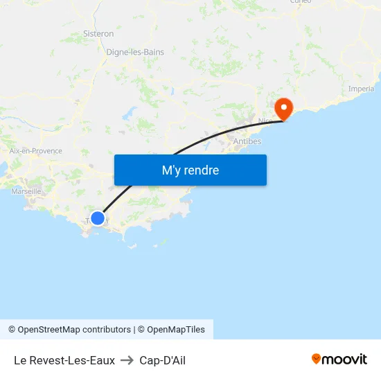Le Revest-Les-Eaux to Cap-D'Ail map
