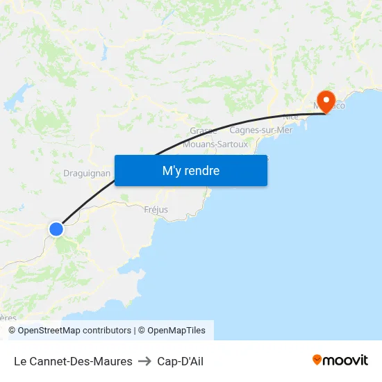 Le Cannet-Des-Maures to Cap-D'Ail map