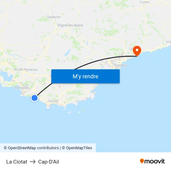 La Ciotat to Cap-D'Ail map