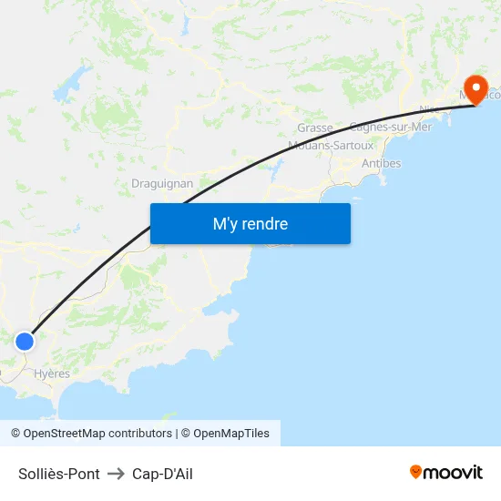 Solliès-Pont to Cap-D'Ail map