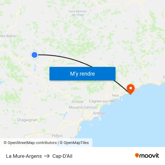 La Mure-Argens to Cap-D'Ail map