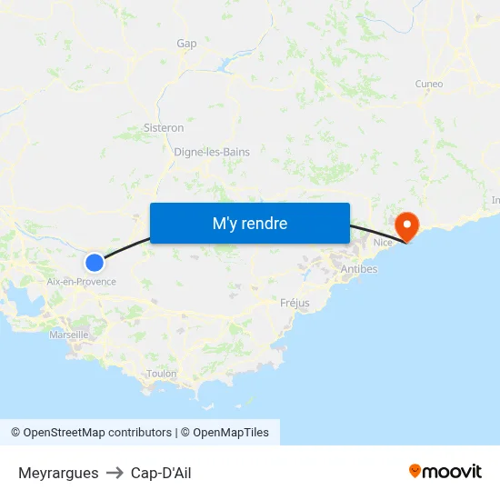 Meyrargues to Cap-D'Ail map