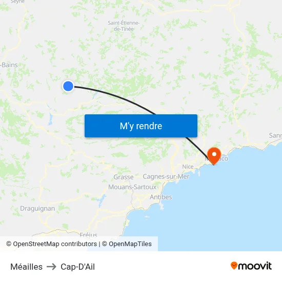 Méailles to Cap-D'Ail map