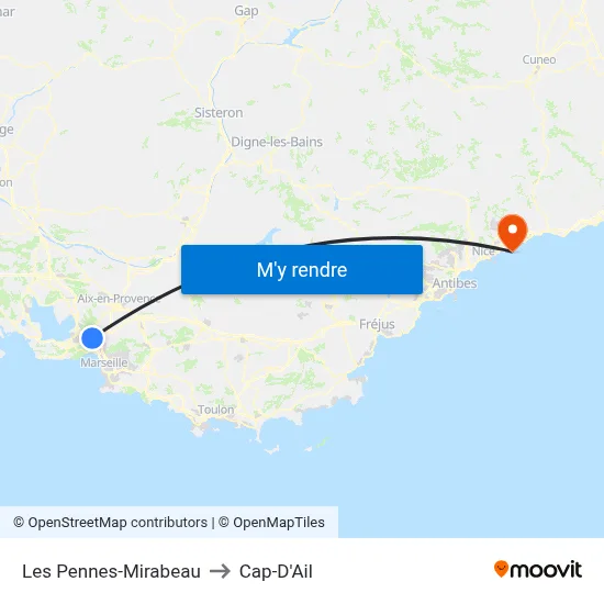 Les Pennes-Mirabeau to Cap-D'Ail map