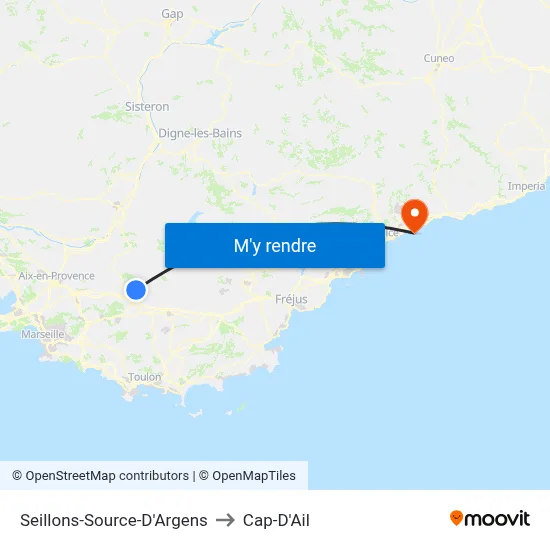 Seillons-Source-D'Argens to Cap-D'Ail map