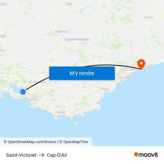 Saint-Victoret to Cap-D'Ail map