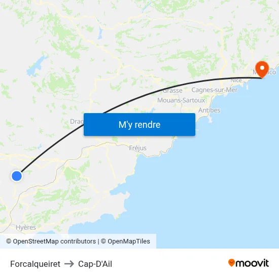 Forcalqueiret to Cap-D'Ail map