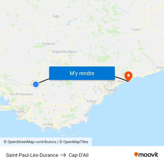 Saint-Paul-Lès-Durance to Cap-D'Ail map
