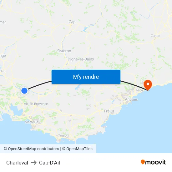 Charleval to Cap-D'Ail map