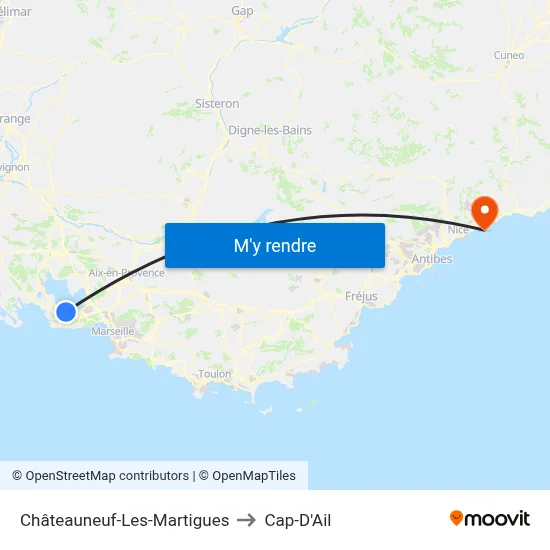 Châteauneuf-Les-Martigues to Cap-D'Ail map