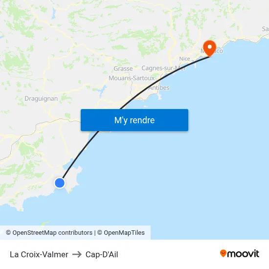 La Croix-Valmer to Cap-D'Ail map