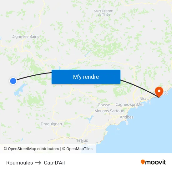 Roumoules to Cap-D'Ail map