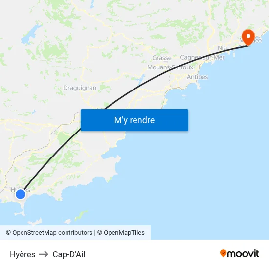 Hyères to Cap-D'Ail map