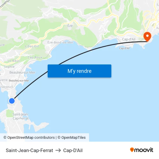 Saint-Jean-Cap-Ferrat to Cap-D'Ail map