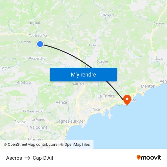 Ascros to Cap-D'Ail map