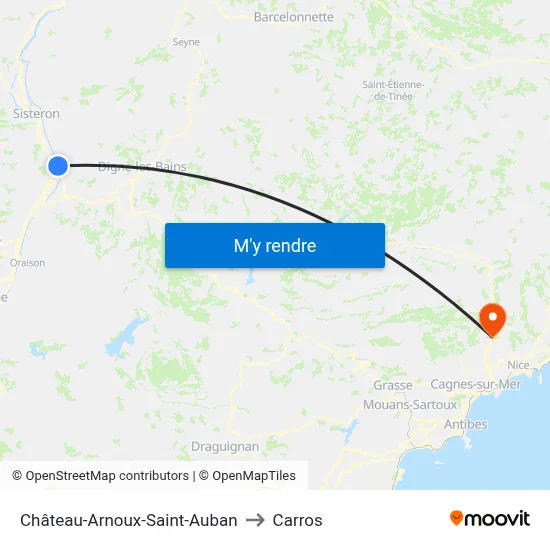 Château-Arnoux-Saint-Auban to Carros map