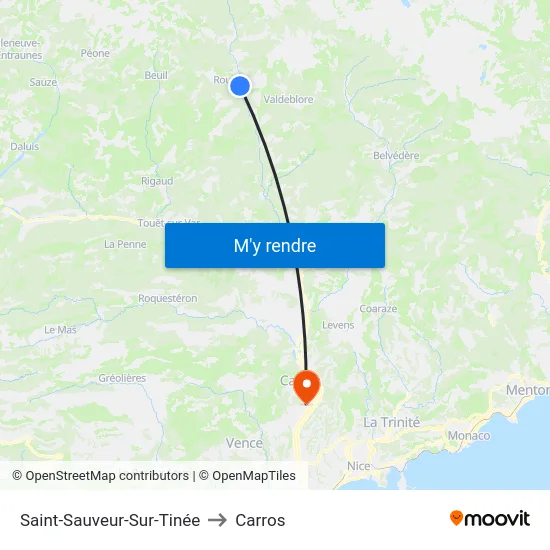 Saint-Sauveur-Sur-Tinée to Carros map