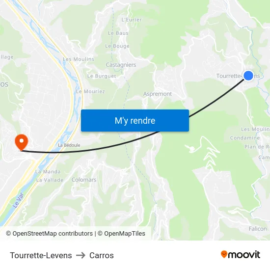 Tourrette-Levens to Carros map