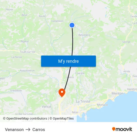 Venanson to Carros map
