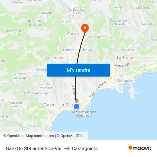 Gare De St-Laurent-Du-Var to Castagniers map