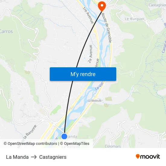 La Manda to Castagniers map
