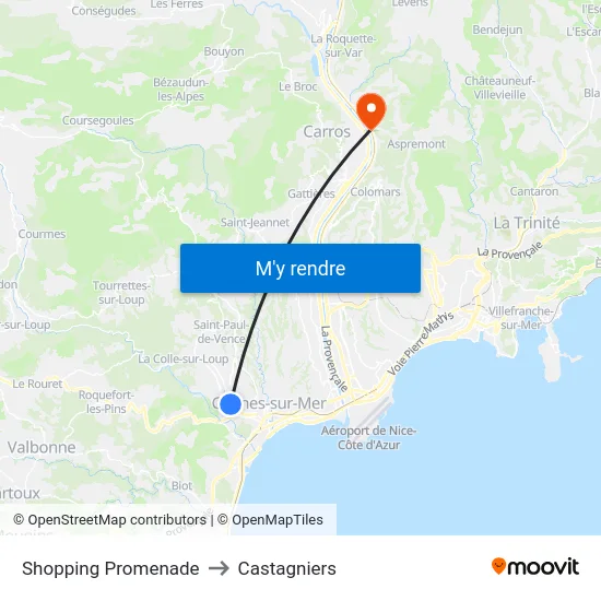 Shopping Promenade to Castagniers map