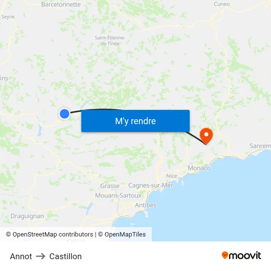 Annot to Castillon map