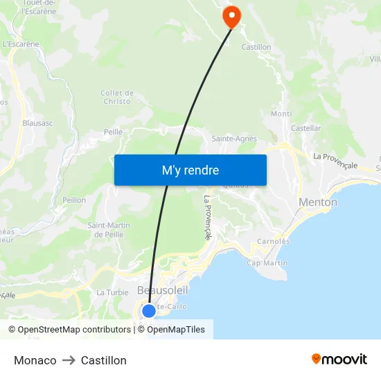 Monaco to Castillon map