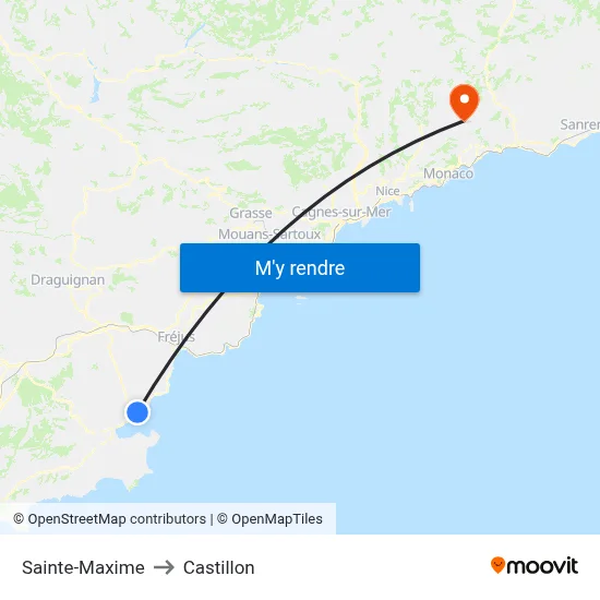 Sainte-Maxime to Castillon map