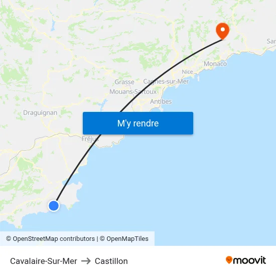 Cavalaire-Sur-Mer to Castillon map