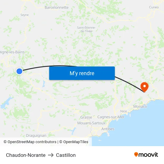 Chaudon-Norante to Castillon map