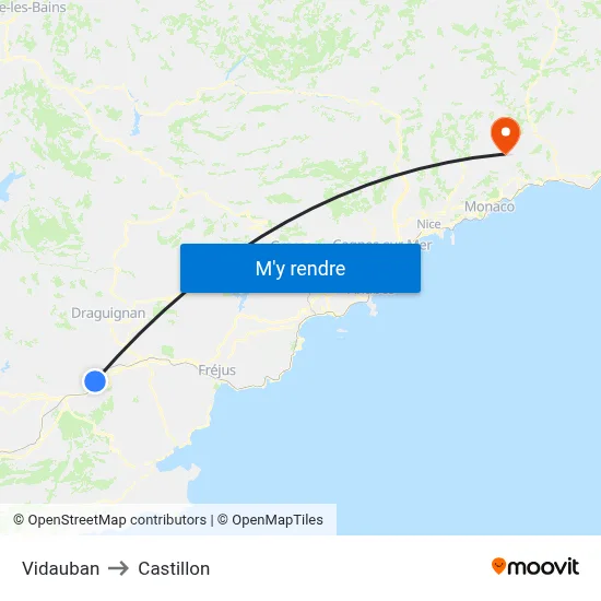 Vidauban to Castillon map