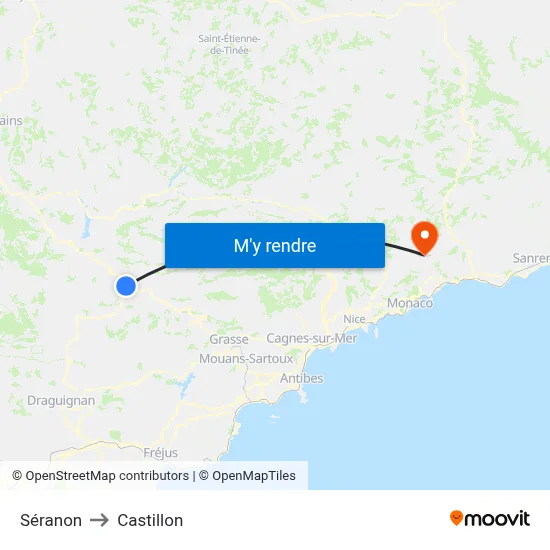 Séranon to Castillon map