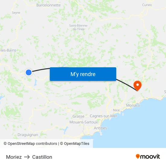 Moriez to Castillon map
