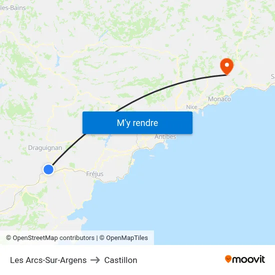 Les Arcs-Sur-Argens to Castillon map