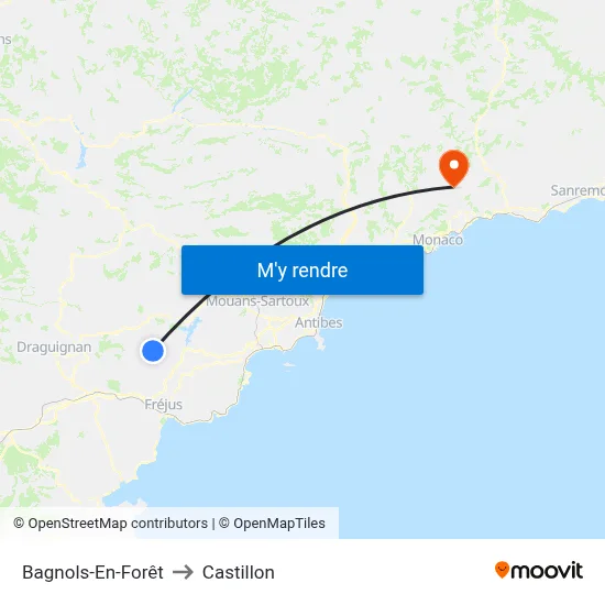 Bagnols-En-Forêt to Castillon map