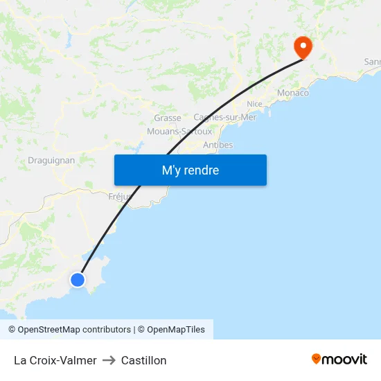 La Croix-Valmer to Castillon map