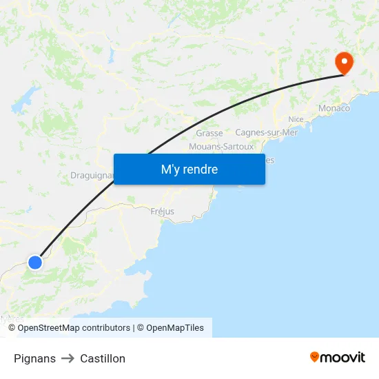 Pignans to Castillon map