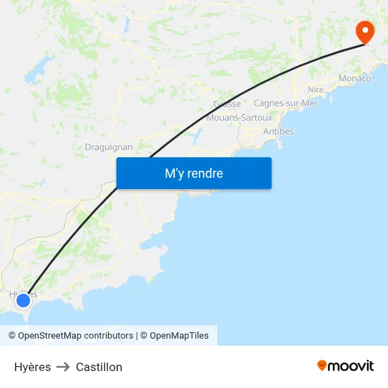 Hyères to Castillon map