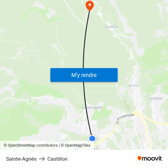 Sainte-Agnès to Castillon map