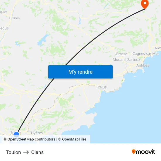 Toulon to Clans map
