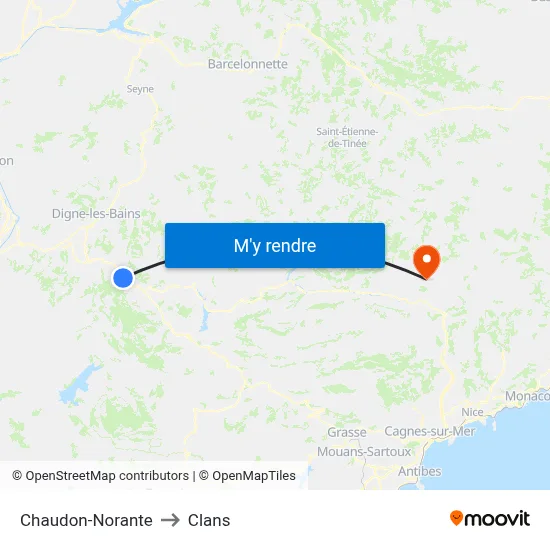 Chaudon-Norante to Clans map