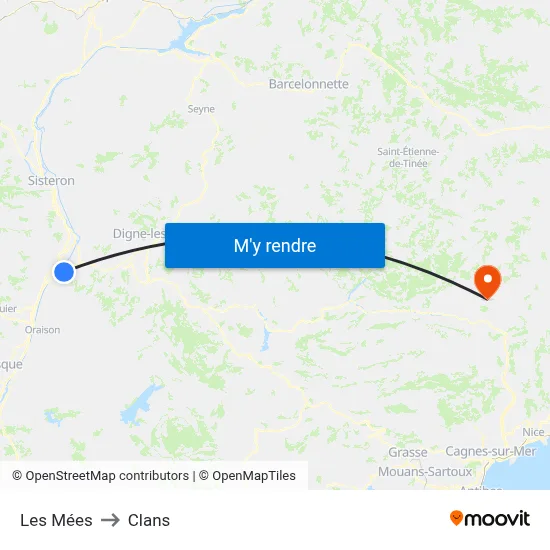 Les Mées to Clans map