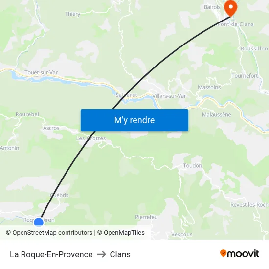 La Roque-En-Provence to Clans map