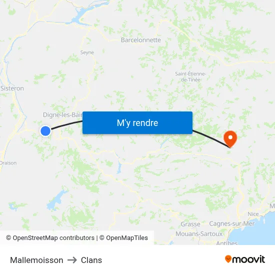 Mallemoisson to Clans map