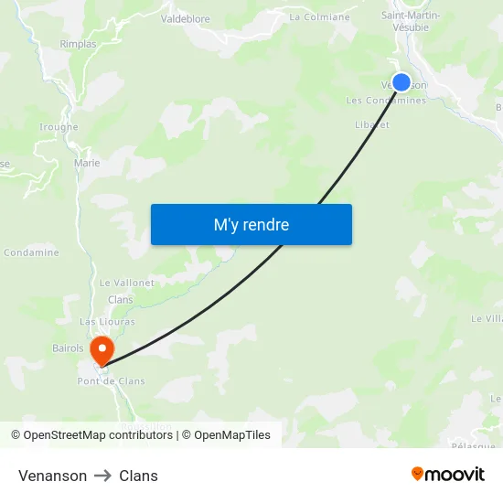 Venanson to Clans map
