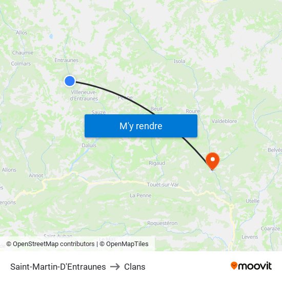 Saint-Martin-D'Entraunes to Clans map