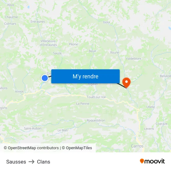 Sausses to Clans map